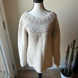 Sonoma Cream and Brown Patterned Sweater